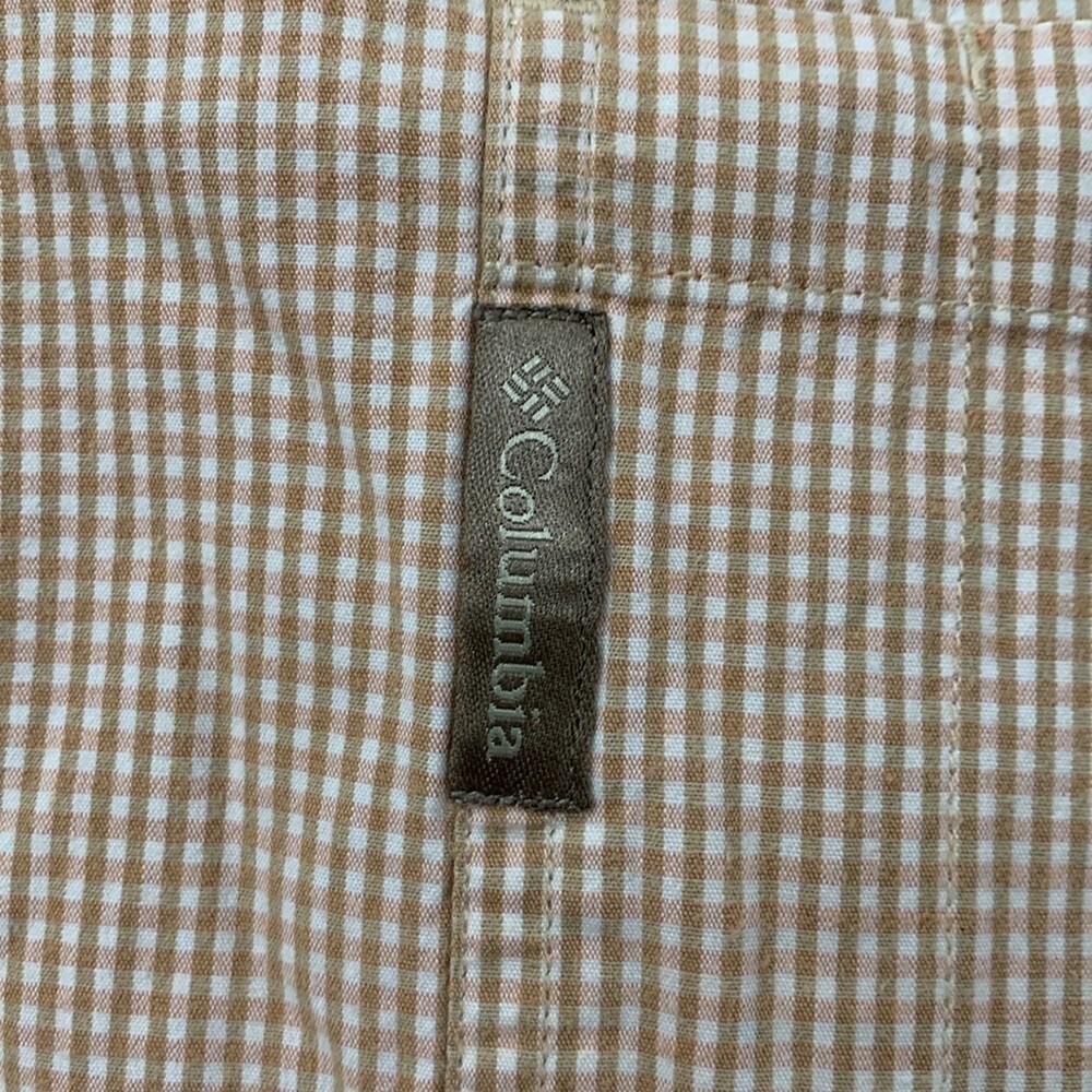 Columbia Mens XL Tan Gingham Long Sleeve Button Down Shirt AM7400 - Picture 3 of 8